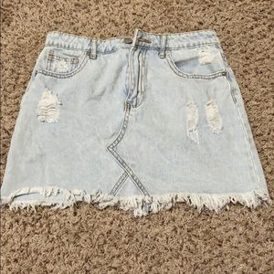 light washed ripped skirt